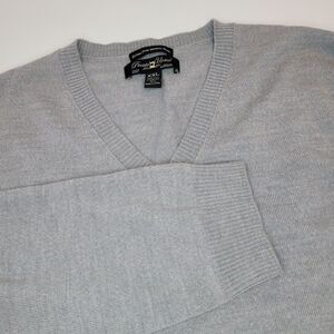 Pronto Uomo Sweater Men's XXL Merino 100% Wool‎ V-Neck Gray Pullover 2XL